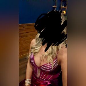 Stunning metallic Fuchsia Prom Dress